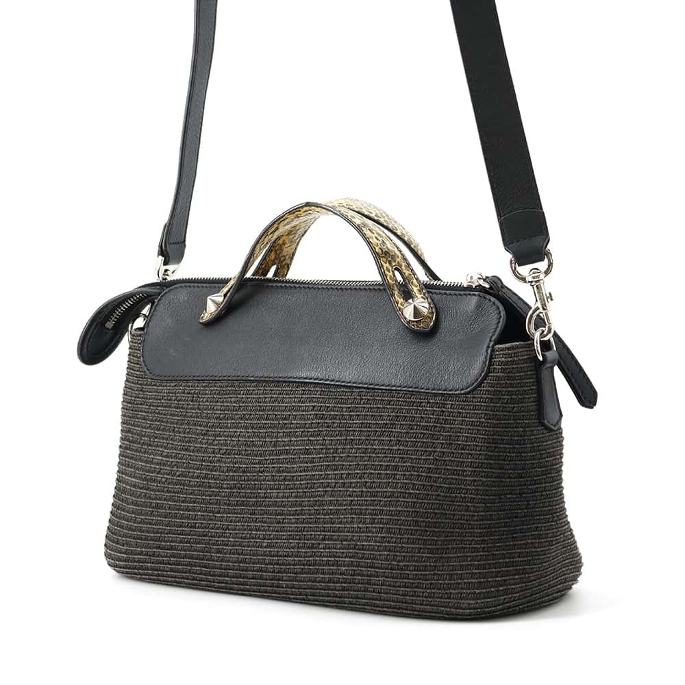 Fendi Visible Python Straw Medium Handbag Black - image 2
